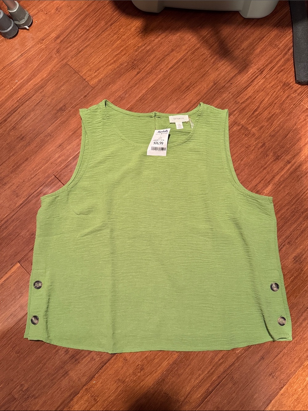 Sleeveless Textured Tank Top in Lime Green
